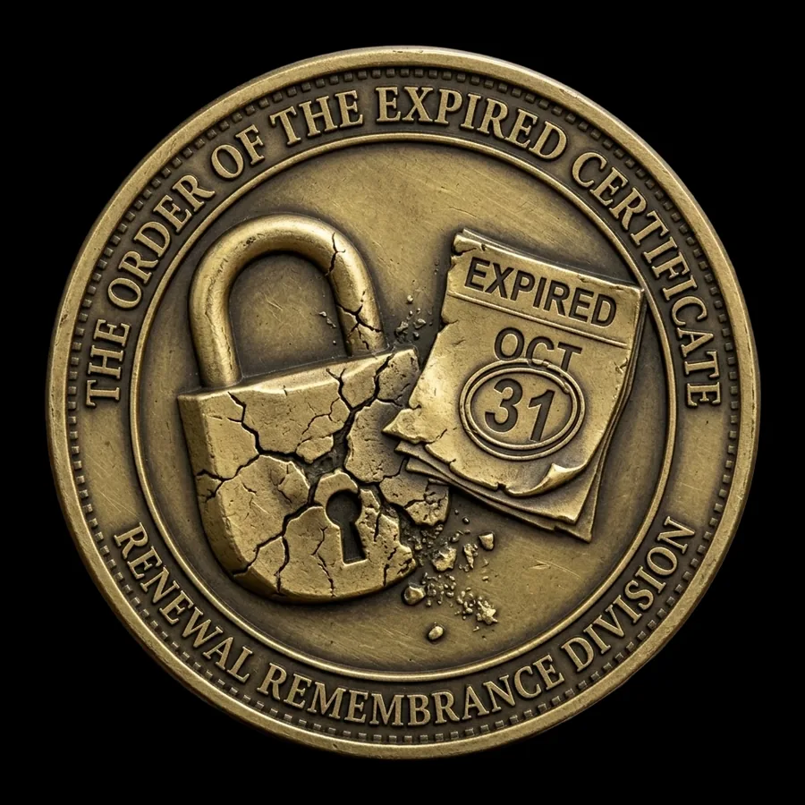 The Order of the Expired Certificate challenge coin